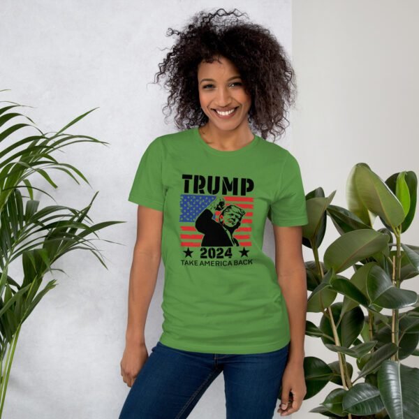 Trump 2024 Take America Back Tee-Shirt in Heather Prism Dusty Blue - Available in Various Sizes - 100% Combed Cotton - Lightweight and Comfortable - Perfect for Donald Supporters - Elections T-Shirts - Image 9