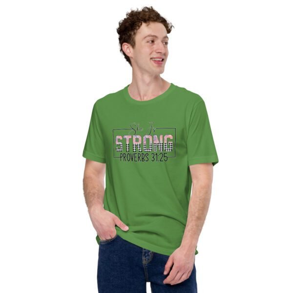 She Is Strong Statement Shirt in Heather Deep Teal, Mint, Raspberry | Sizes S-4XL | 100% Cotton | Spiritual T-Shirt - Image 17