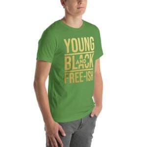 Young and Black Free – ISH Inspirational Heritage Tee in Berry, Black, Heather Mint, Navy, Red, True Royal | Sizes S-4XL | 100% Cotton | Lightweight and Comfortable | Made on Demand | Perfect for Inspiration and T-Shirts