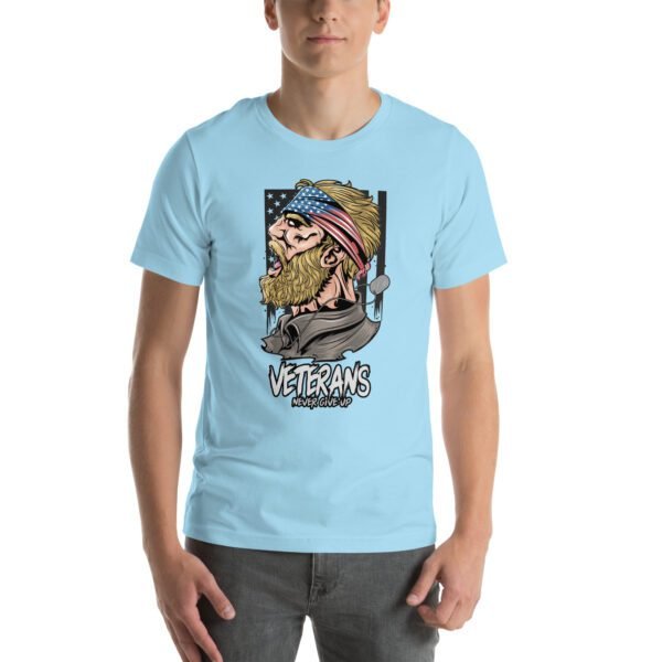 Veterans Never Give Up Tee-Shirt in Aqua, Berry, Gold - Patriotic Apparel for Heroes - Image 49