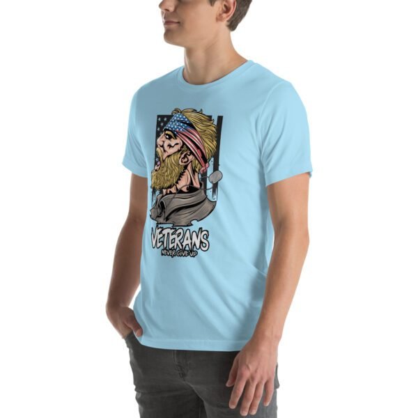 Veterans Never Give Up Tee-Shirt in Aqua, Berry, Gold - Patriotic Apparel for Heroes - Image 52