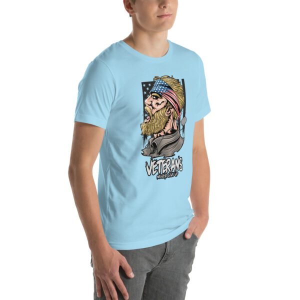 Veterans Never Give Up Tee-Shirt in Aqua, Berry, Gold - Patriotic Apparel for Heroes - Image 54