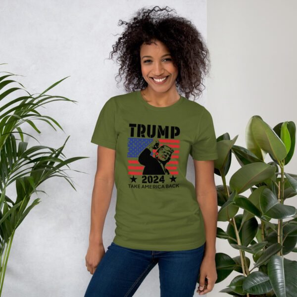 Trump 2024 Take America Back Tee-Shirt in Heather Prism Dusty Blue - Available in Various Sizes - 100% Combed Cotton - Lightweight and Comfortable - Perfect for Donald Supporters - Elections T-Shirts