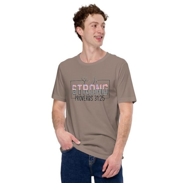 She Is Strong Statement Shirt in Heather Deep Teal, Mint, Raspberry | Sizes S-4XL | 100% Cotton | Spiritual T-Shirt - Image 21