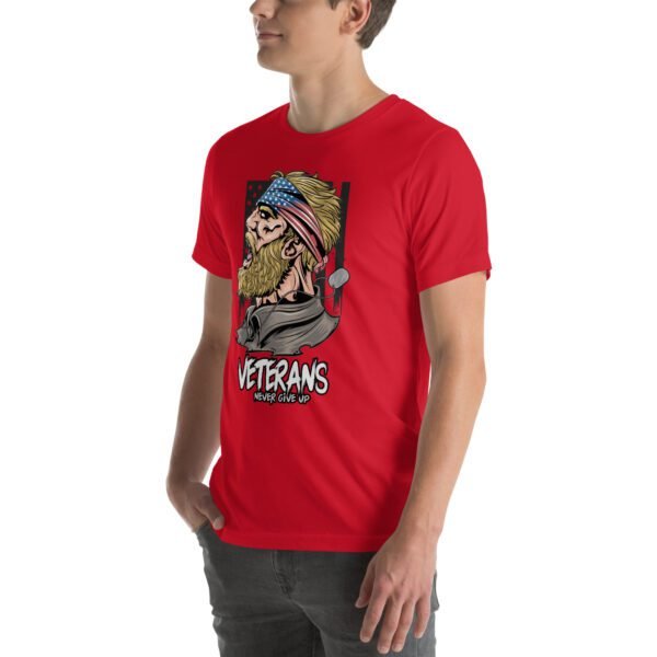 Veterans Never Give Up Tee-Shirt in Aqua, Berry, Gold - Patriotic Apparel for Heroes - Image 4