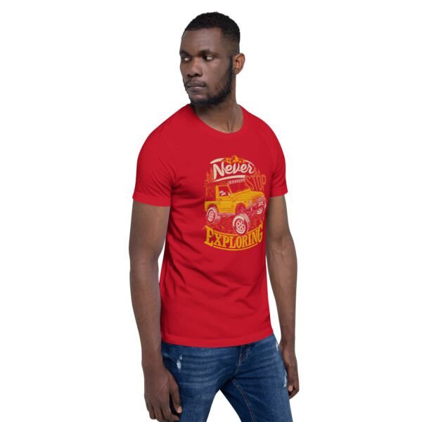 Explore in Style with Never STOP XPLORING Explorer’s T-Shirt in Black, Heather Midnight Navy, Red, Tan, Toast - XS to 4XL - 100% Cotton - Lightweight - Image 21