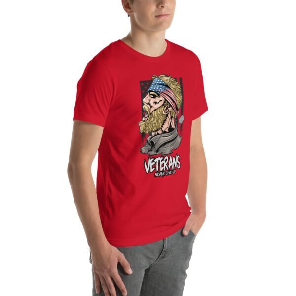Veterans Never Give Up Tee-Shirt in Aqua, Berry, Gold - Patriotic Apparel for Heroes - Image 6