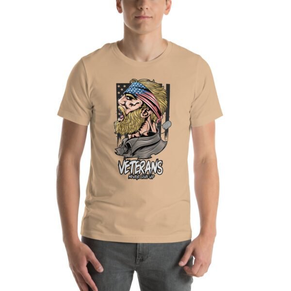 Veterans Never Give Up Tee-Shirt in Aqua, Berry, Gold - Patriotic Apparel for Heroes - Image 43