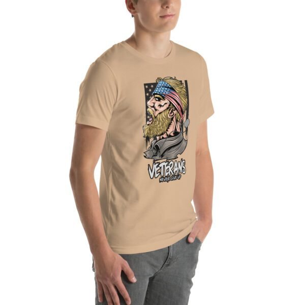 Veterans Never Give Up Tee-Shirt in Aqua, Berry, Gold - Patriotic Apparel for Heroes - Image 48