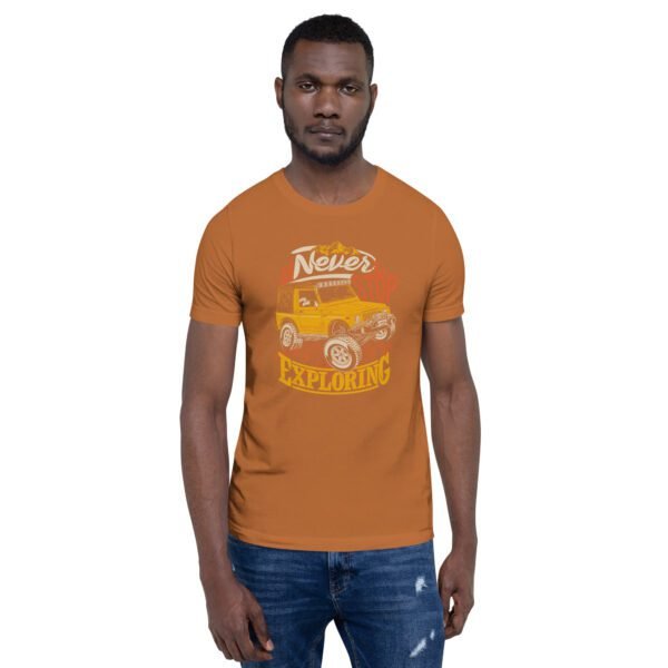 Explore in Style with Never STOP XPLORING Explorer’s T-Shirt in Black, Heather Midnight Navy, Red, Tan, Toast - XS to 4XL - 100% Cotton - Lightweight - Image 25