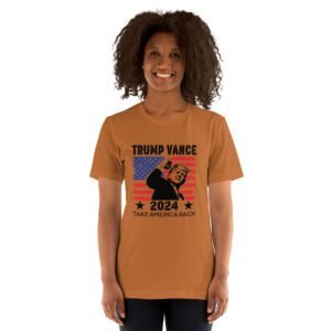 TRUMP VANCE 2024 Take America Back Campaign Tee-Shirt in Gold, Heather Mint, Kelly, Ocean Blue, Pebble, Pink, Steel Blue, Tan, Toast, White – Sizes S-4XL – 100% Cotton – Donald, Elections, T-Shirts