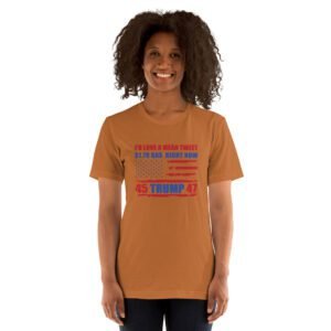 Donald Trump 47 Mean Tweet Graphic Tee-Shirt | XS-4XL | Black, Dark Grey, Dusty Blue, Lilac, Peach | Elections T-Shirts