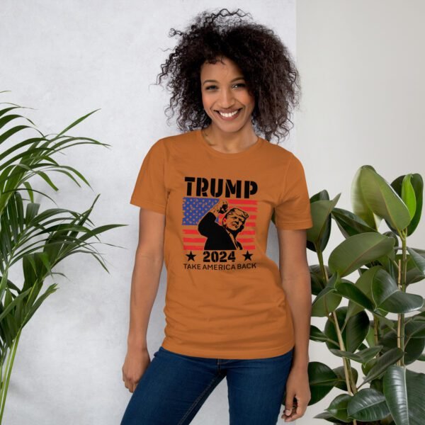 Trump 2024 Take America Back Tee-Shirt in Heather Prism Dusty Blue - Available in Various Sizes - 100% Combed Cotton - Lightweight and Comfortable - Perfect for Donald Supporters - Elections T-Shirts - Image 5