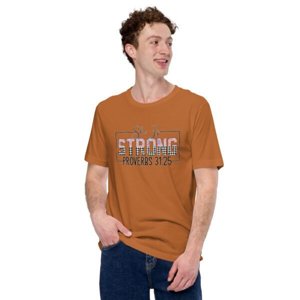 She Is Strong Statement Shirt in Heather Deep Teal, Mint, Raspberry | Sizes S-4XL | 100% Cotton | Spiritual T-Shirt - Image 13