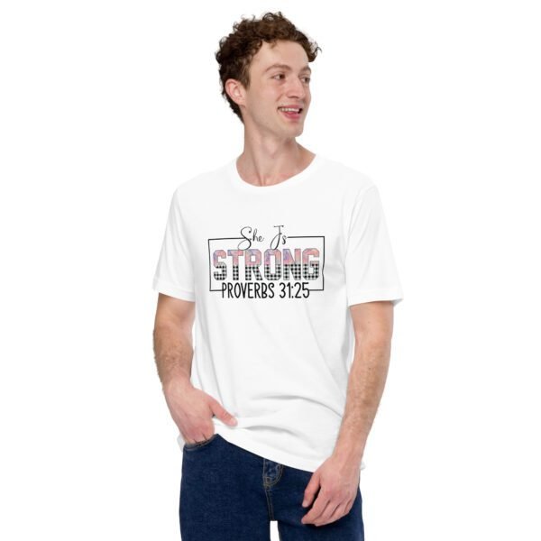 She Is Strong Statement Shirt in Heather Deep Teal, Mint, Raspberry | Sizes S-4XL | 100% Cotton | Spiritual T-Shirt - Image 37