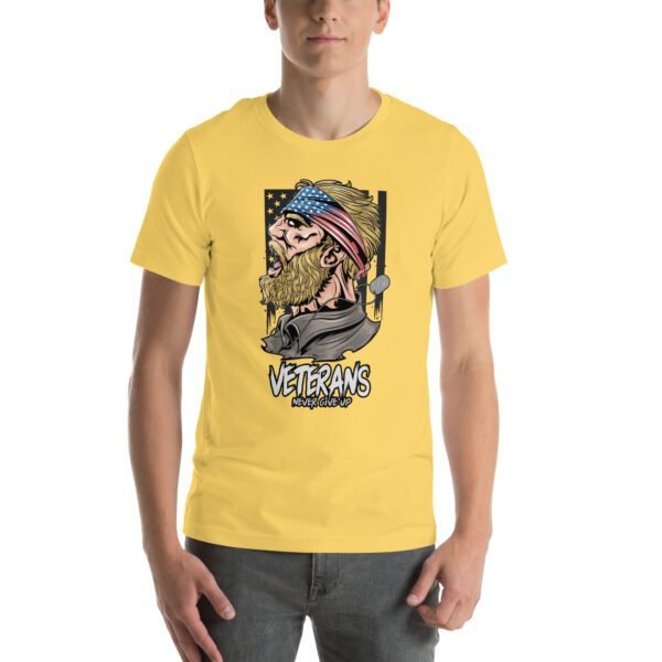 Veterans Never Give Up Tee-Shirt in Aqua, Berry, Gold - Patriotic Apparel for Heroes - Image 55