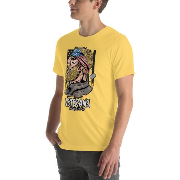 Veterans Never Give Up Tee-Shirt in Aqua, Berry, Gold - Patriotic Apparel for Heroes - Image 58