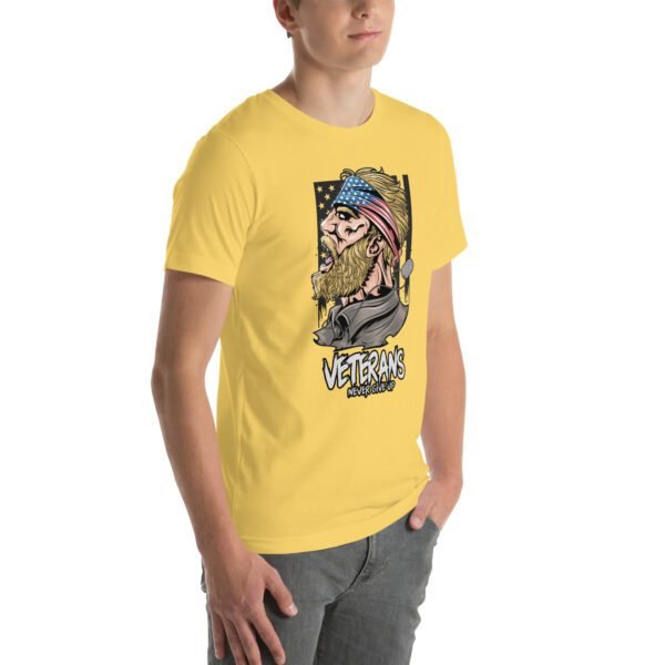 Veterans Never Give Up Tee-Shirt in Aqua, Berry, Gold - Patriotic Apparel for Heroes - Image 60